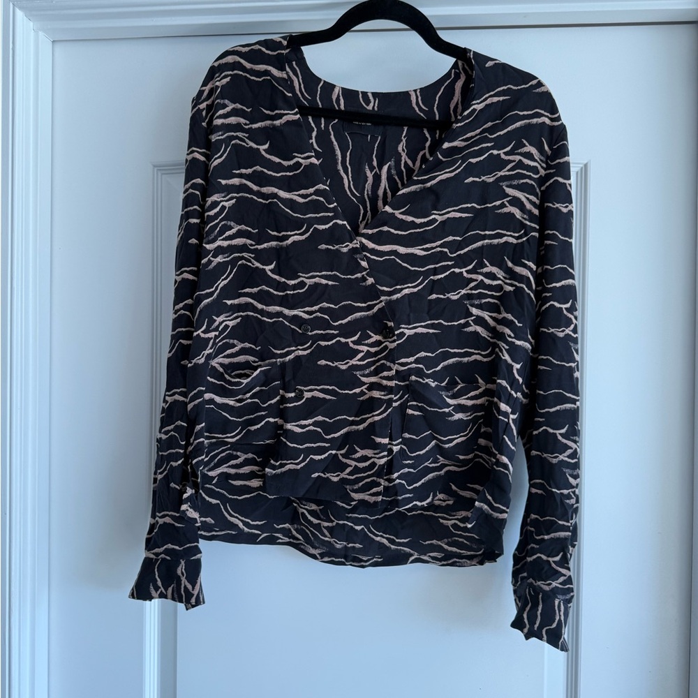 Rachel Comey Black and Cream Patterned Blouse
